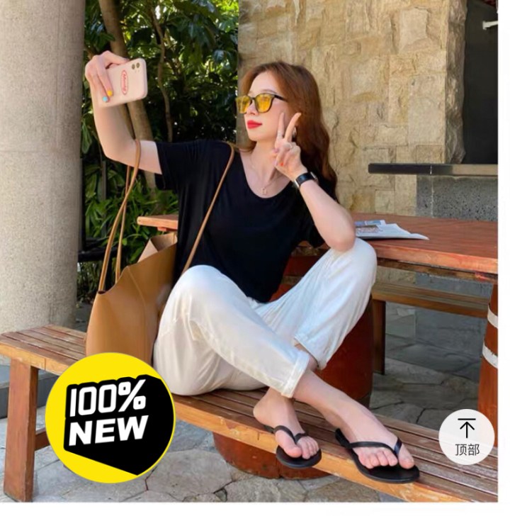 白色t恤女夏装短袖2021年新款冰丝面膜体...