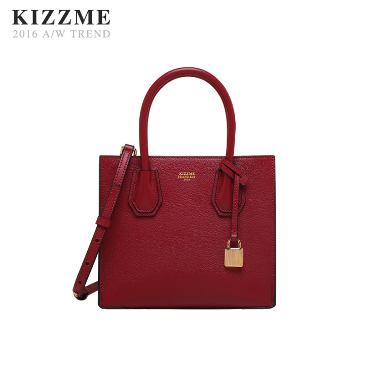 KIZZME 头层山羊纹牛皮小号手提包 M...