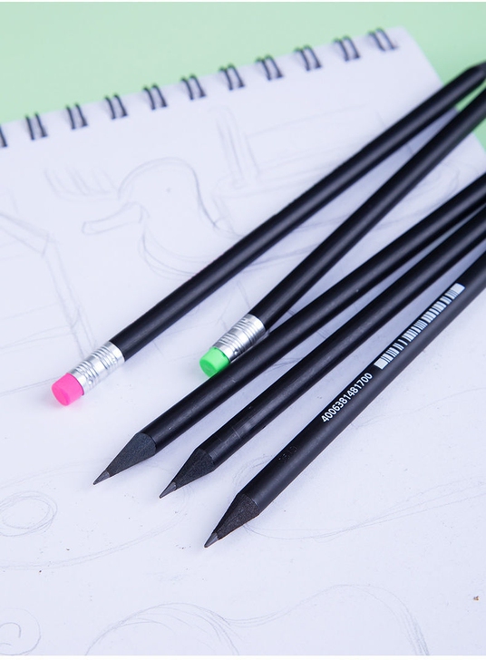 思笔乐Stabilo圆杆黑木HB带橡皮铅笔...