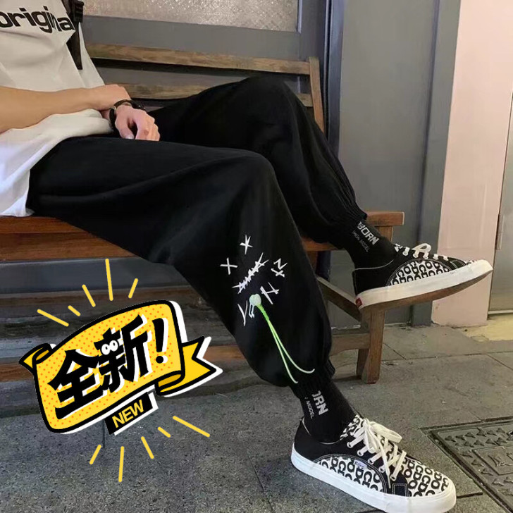 小恶魔潮牌炸街痞帅裤子男夏季九分休闲裤宽松...