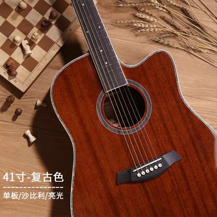 【41寸单板民谣吉他初学者38寸木吉他新手...