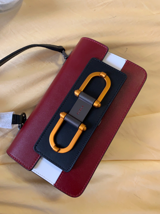 全新正品furla头层牛皮拼皮小号单肩斜跨包