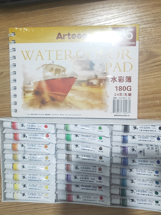 马利水彩12ml24色，买就送水彩本子哦，...