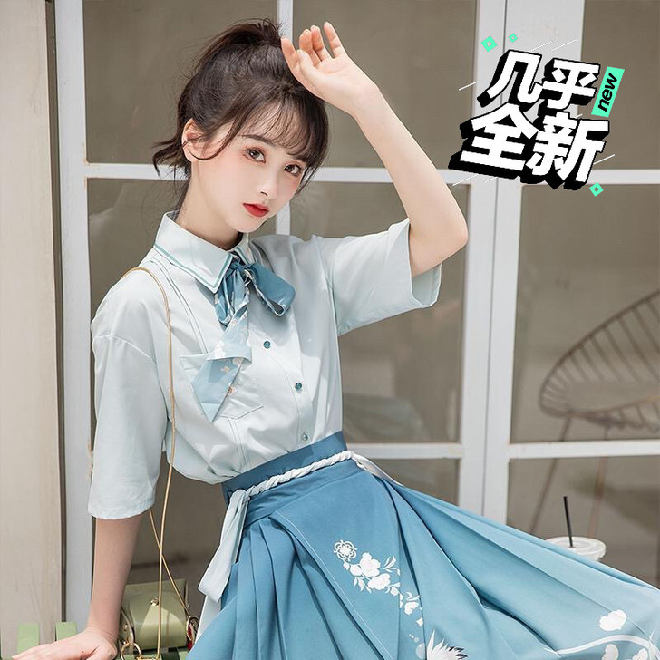 池夏 南风有信:梨月 衬衫明制八分马面原创...