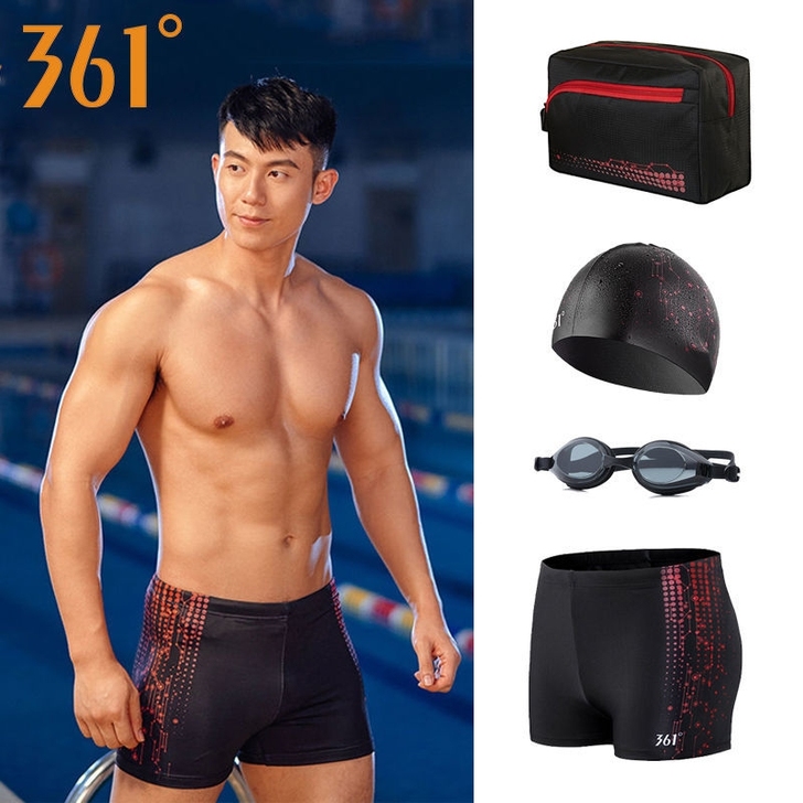 361度男士游泳短裤  宽松成人速干大码男...