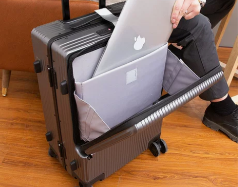 商务侧开登机箱男女密码前置开口行李箱万向轮...