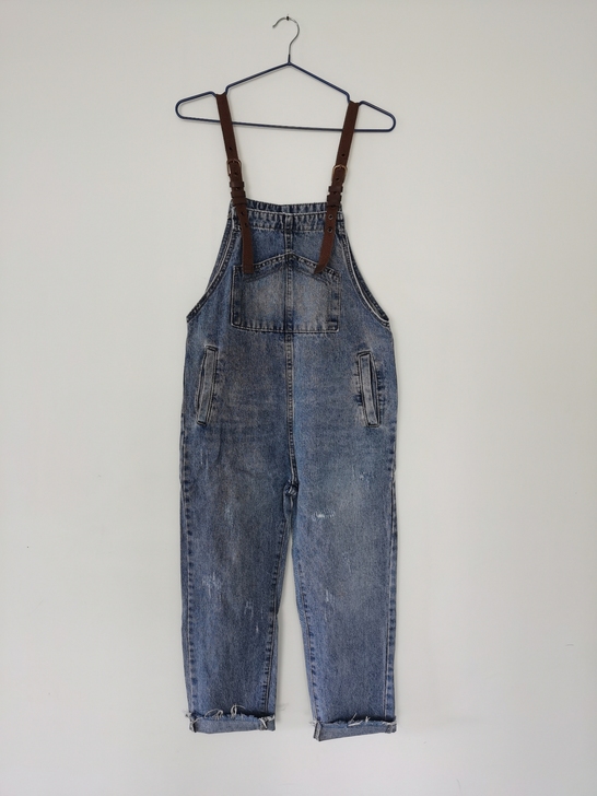 【全新】韩版减龄可爱复古蓝牛仔背带裤