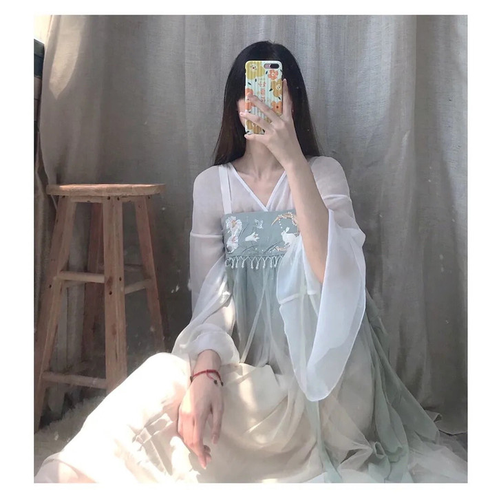 2021新款汉元素改良汉服女学生齐胸襦裙连...