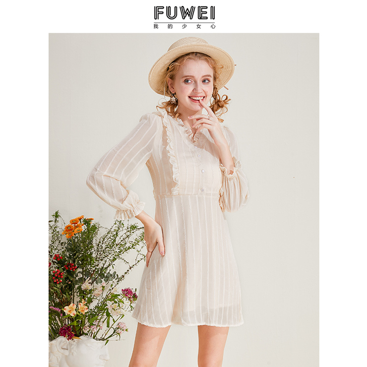 长袖雪纺连衣裙春装2020新款仙女超仙甜美...