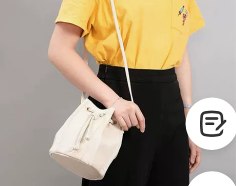 miniso名创优品拼接水桶包女士背包时尚...