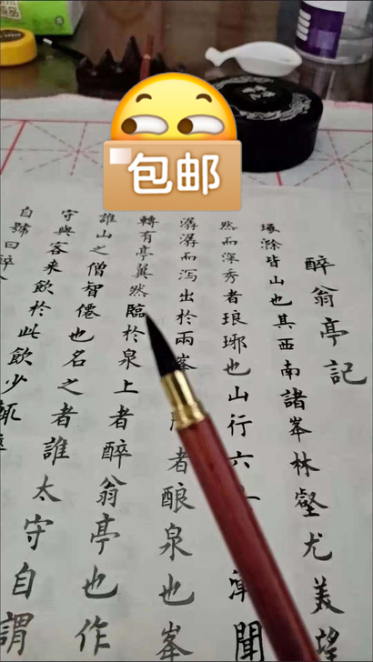 实体店一套98元的红檀木毛笔