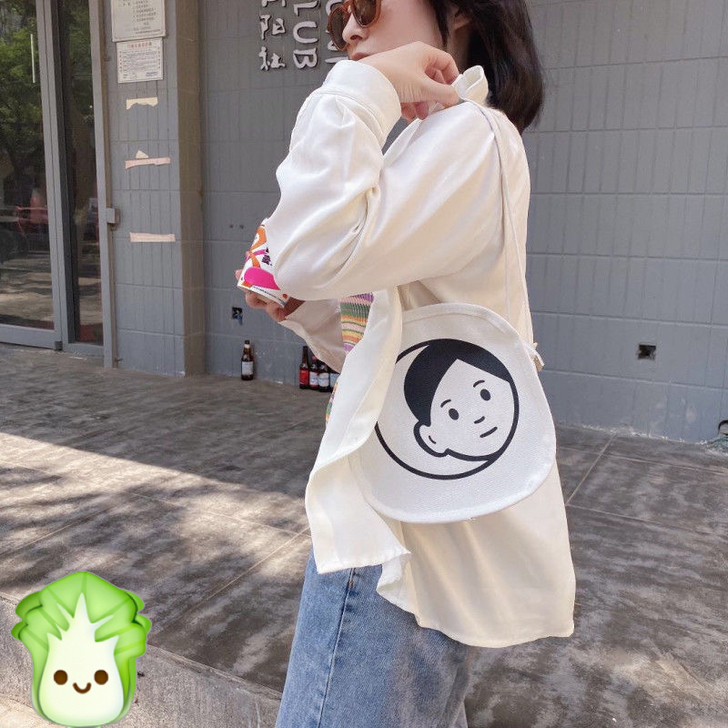 新款帆布包女学生韩版斜挎小圆包北欧风简约百...