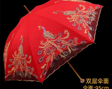 【划算价】高档结婚红伞婚伞新娘伞红色婚庆用...