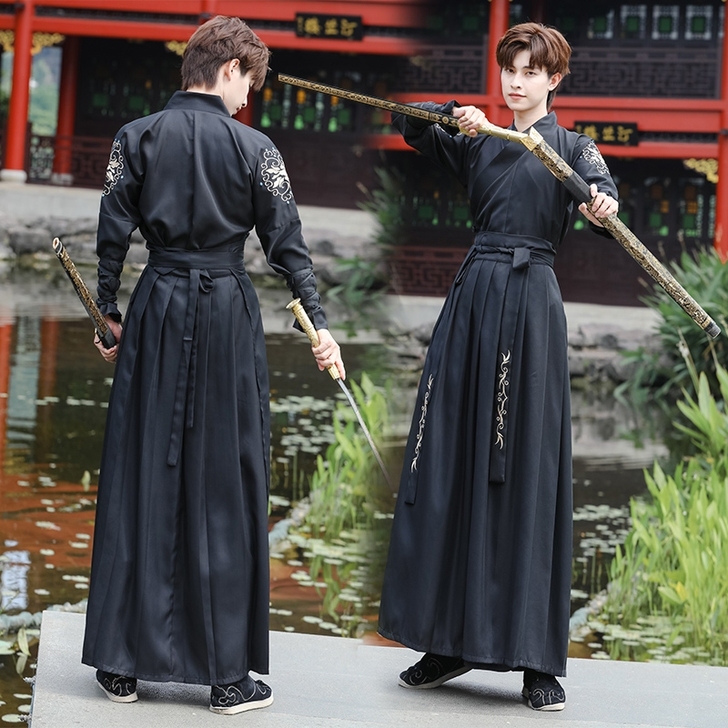 古装男汉服侠客书生演出服毕业拍照班服古代唐...