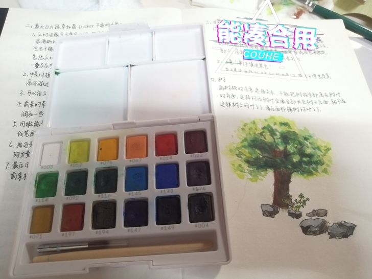 樱花固体水彩颜料18色