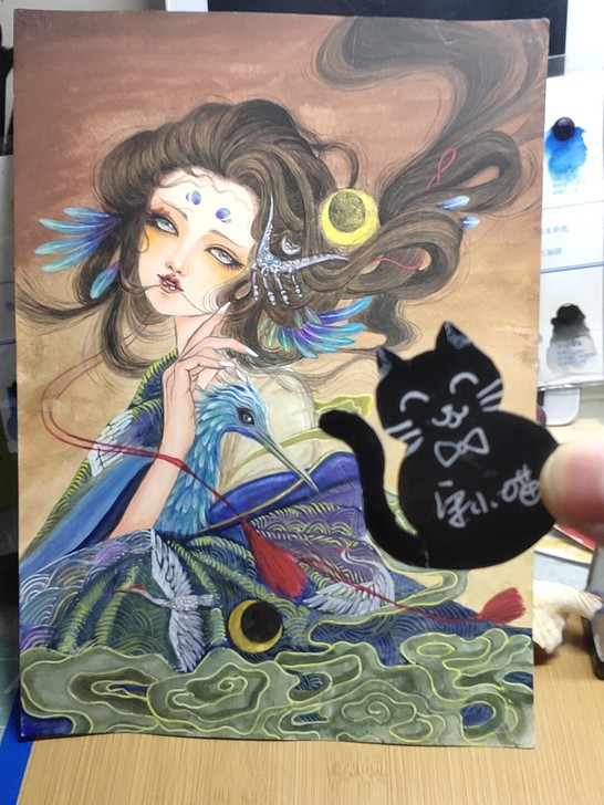 手绘古风美女 水彩画 水彩作品