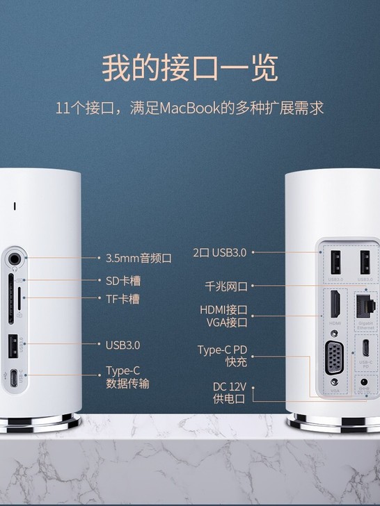 绿联typec扩展坞11合1拓展笔记本US...
