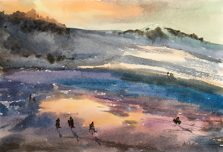 水彩原创作品手绘装饰画