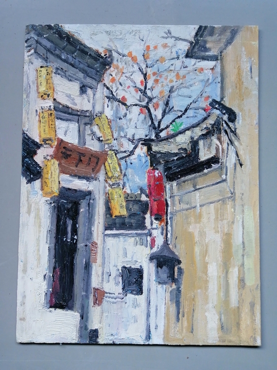 布面油画美院学生作品。