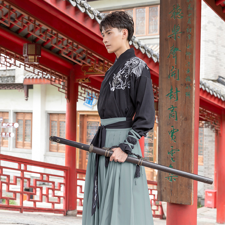 重回汉唐原创汉服男装凌恒日常中国风交领上衣...