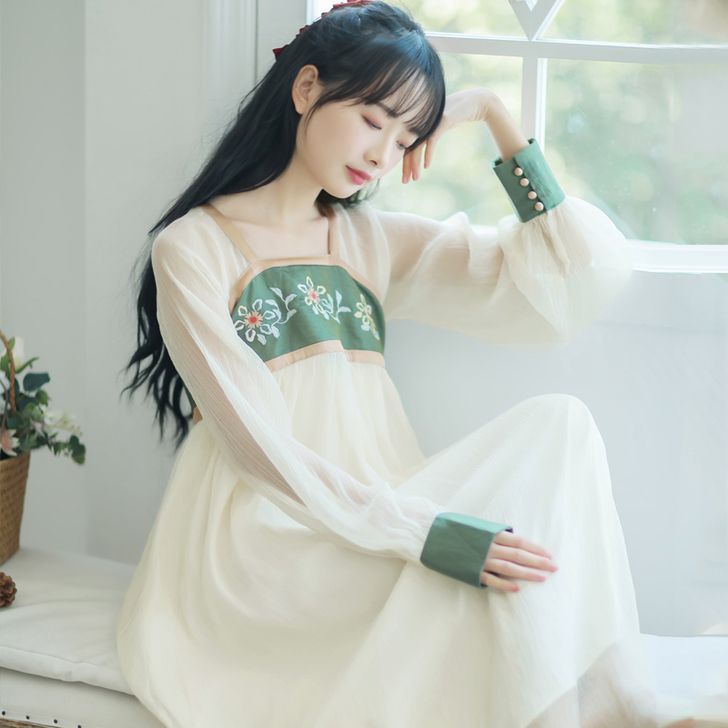 复古中国风汉服改良版齐胸襦裙飘逸汉元素连衣...