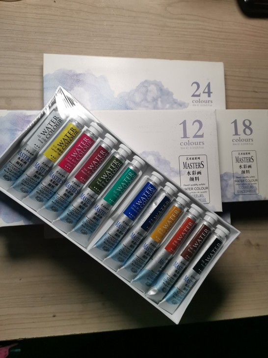 马利24色大师级水彩颜料12色艺术家系列管...