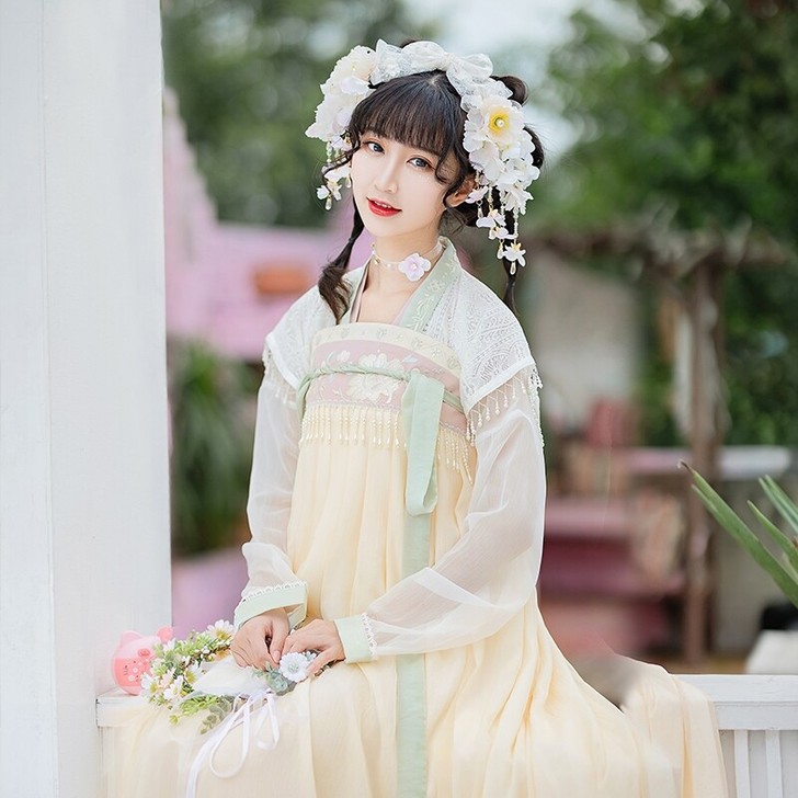 汉尚华莲月季芽芽汉服对襟上襦L码