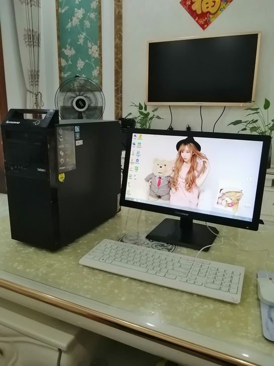 转让家用联想19寸商务办公电脑一套