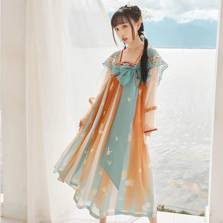 瑶遇见神鹿-王者联名款]国风长袖连衣裙汉服...