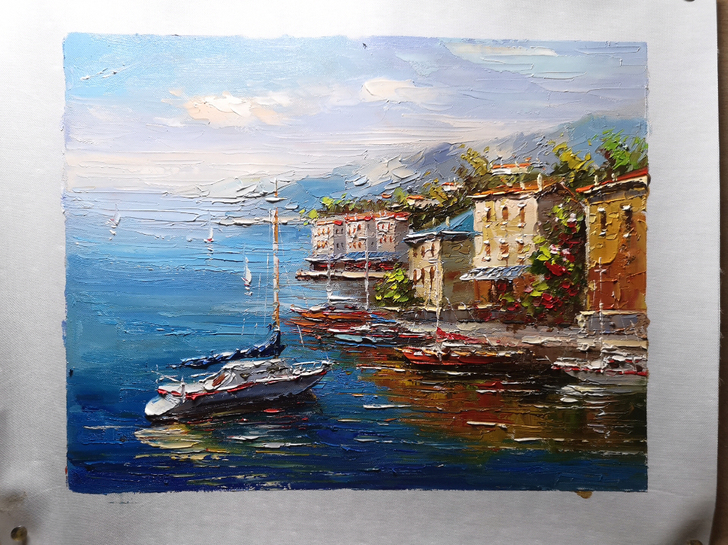 手绘厚油刀画油画作品代画定制客厅卧室书房玄...