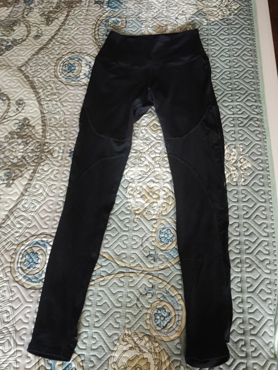 alo美国代购高腰瑜伽网纱拼接健身裤