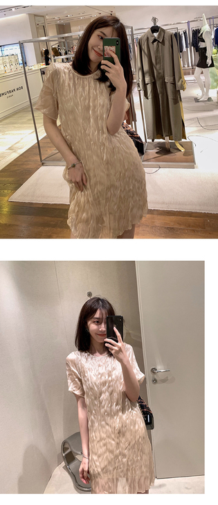 【直播秒杀】2020法式压褶过膝连衣裙女气...