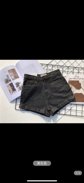 欧美复古经典显瘦显腿长宽松水洗翻边牛仔短裤...