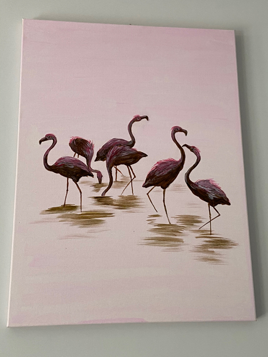 客厅装饰画，木材框架丙烯颜料画，无损坏有喜...