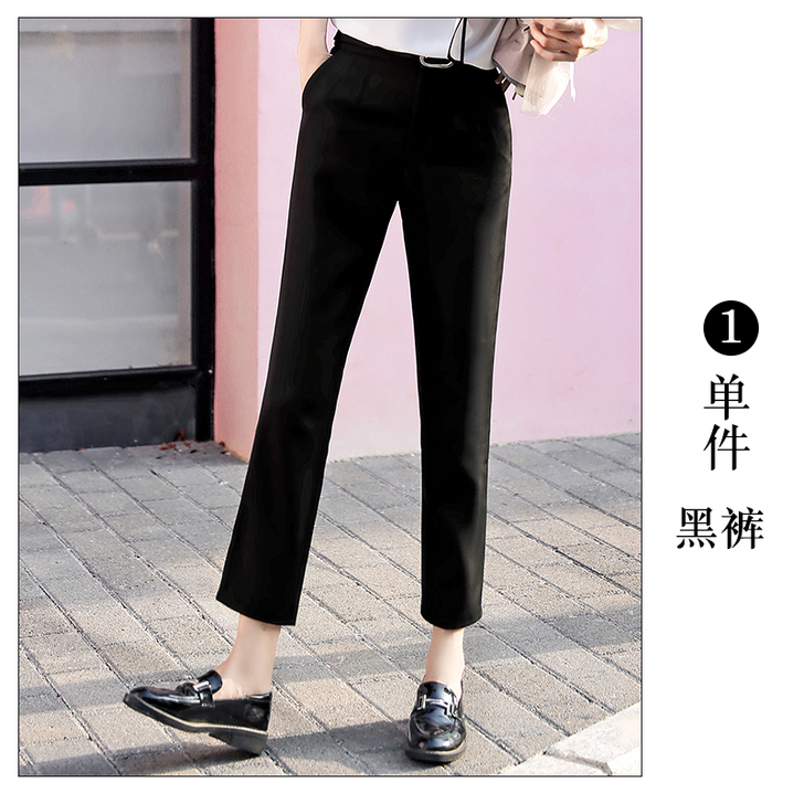 职业西装裤女黑色修身显瘦直筒九分裤春秋新款...