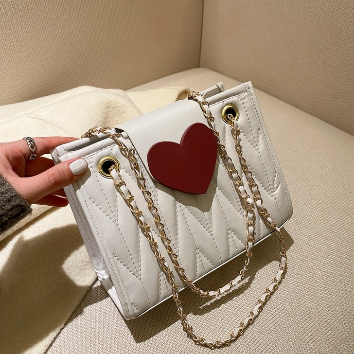 新款潮菱格小包包女韩版绣线链条单肩托特时尚...