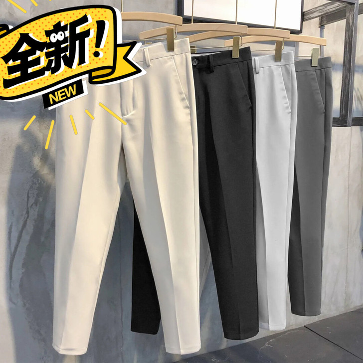 西装裤男  韩版直筒港风修身直筒裤九分裤男...