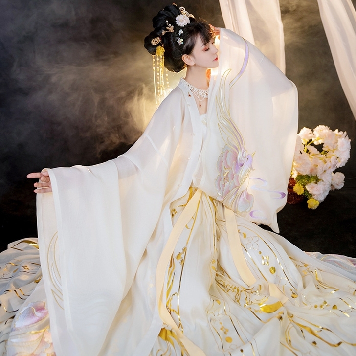 汉服唐制白色诃子裙大袖衫中国风古装春夏季薄款