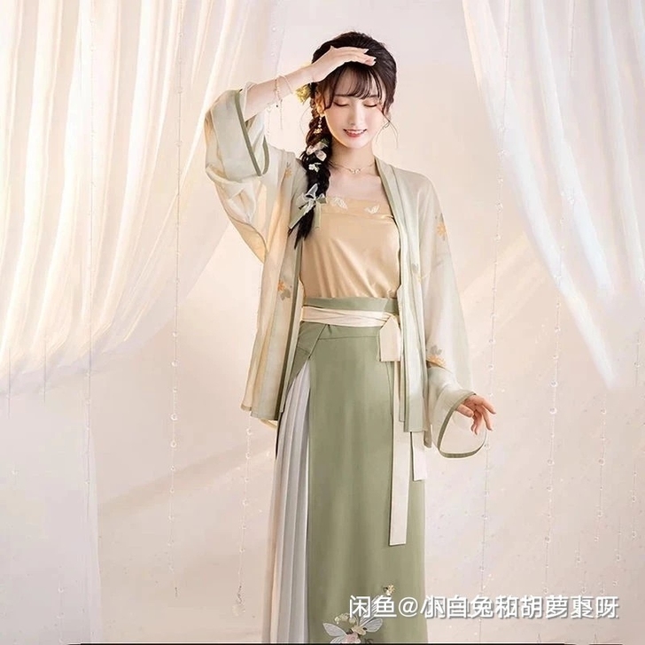 池夏春茶宴:竹音 宋制对襟短衫吊带两片裙原...