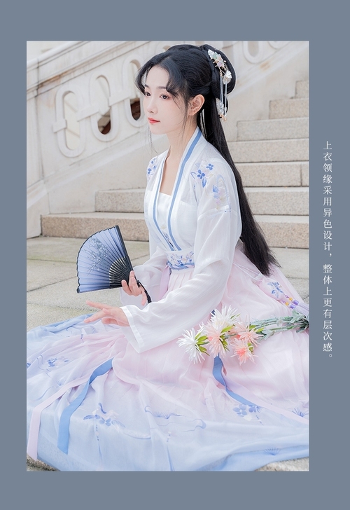 重回汉唐景柔原创正品汉服，渐变齐腰襦裙，上...