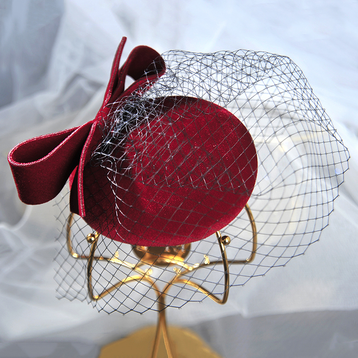 法式复古新娘小礼帽英伦网纱优雅头饰结婚旗袍...