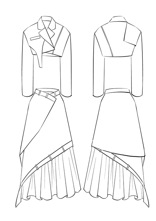 服装系列效果图＋款式图  线稿  灵感版