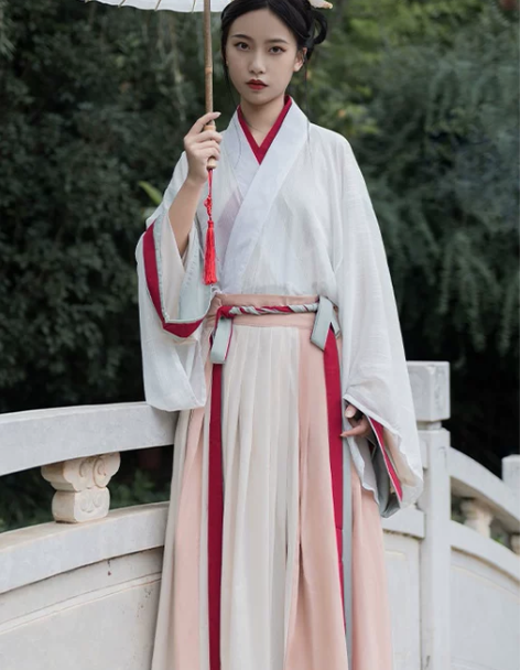 秋色五五年汉服女晋制交领齐腰一片式打
