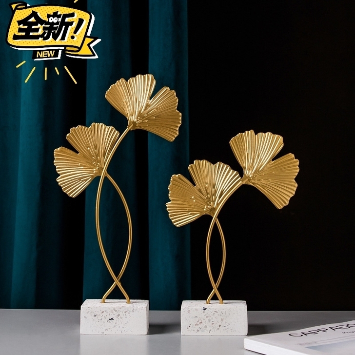 店铺清货便宜处理！北欧创意金属银杏叶摆件家...