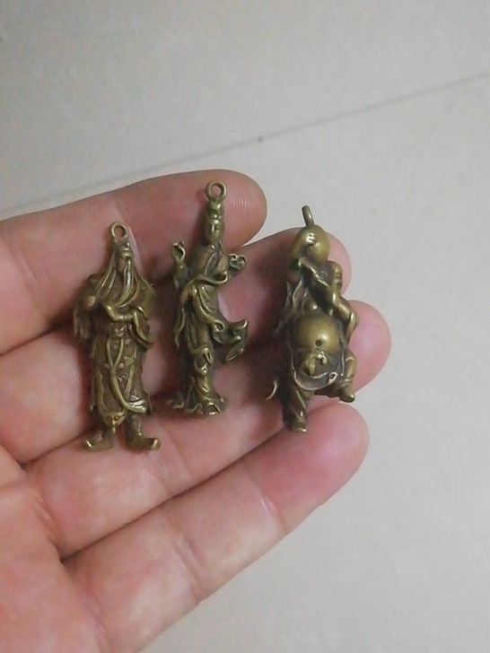 小铜佛一组，观音，关公，弥勒，观音保平安，...