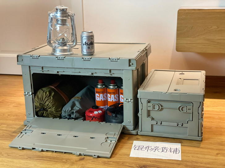 霜山户外露营工业风可折叠收纳箱运转箱车载储...