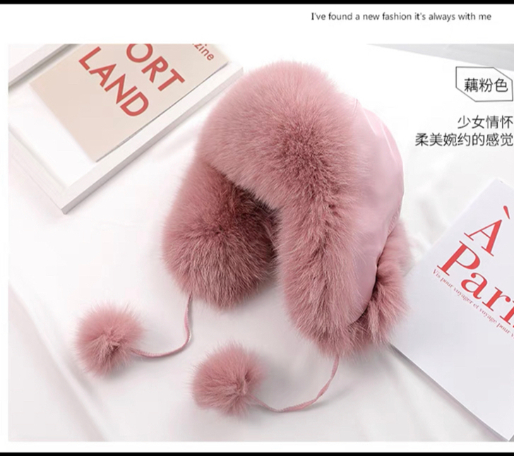 狐狸毛帽子甜美可爱皮草雷锋帽