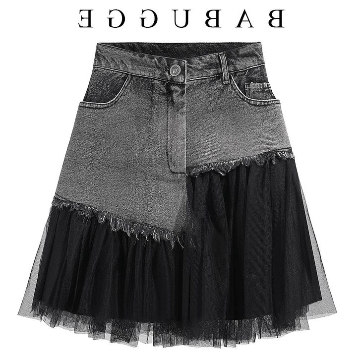 黑色高腰牛仔半身裙女韩版20夏季新款韩版不...