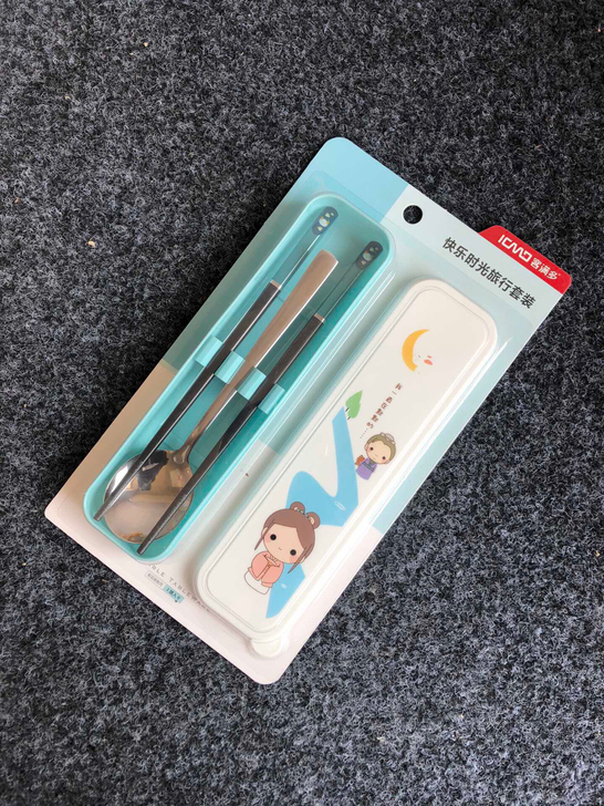 客满多 便携餐具 筷勺套装合金筷子430不...