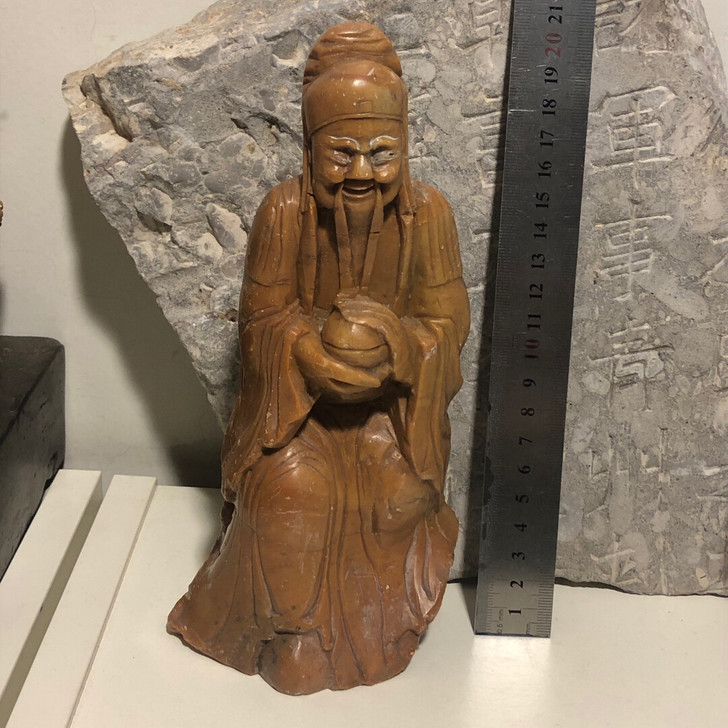 清寿山石雕 头断粘腿部断粘 高21cm